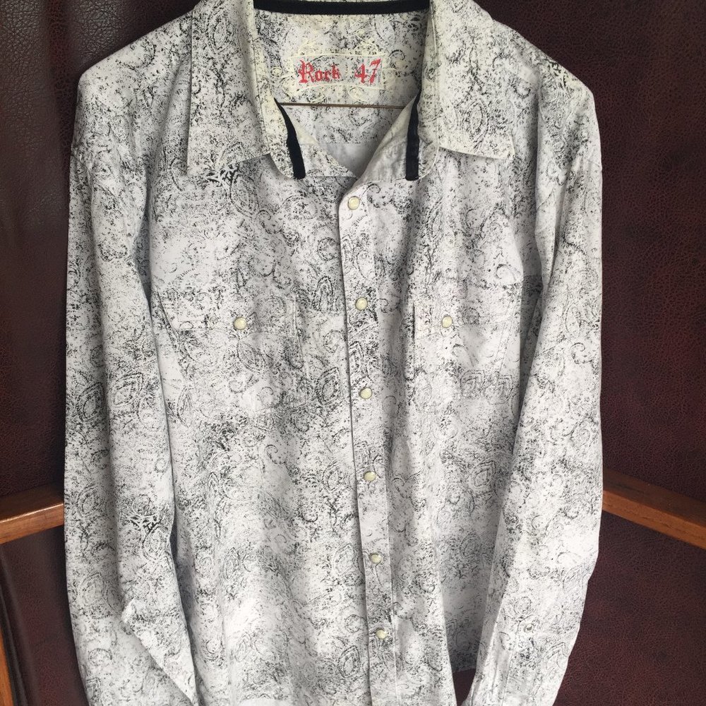 Rockabilly Pearl Snap Rock 47 Wrangler Shirt L